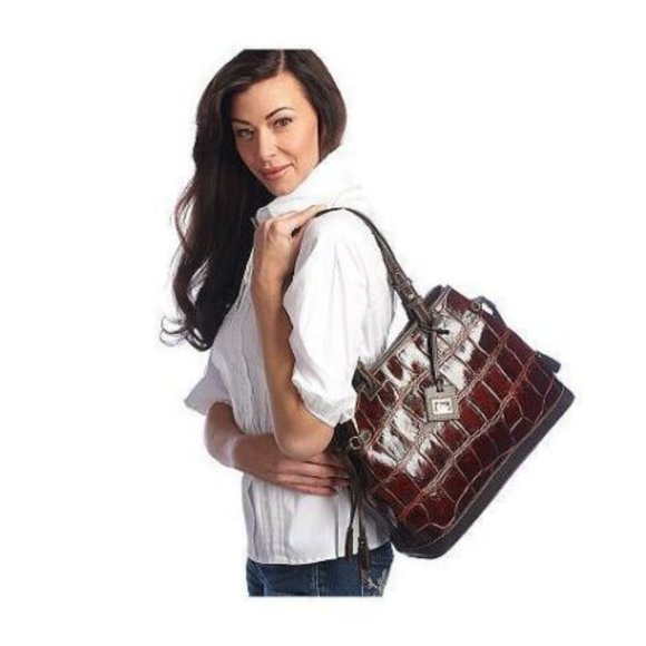 NWT Dooney & Bourke Embossed Leather Double Strap Tassle Shopper -Cognac - Picture 16 of 16